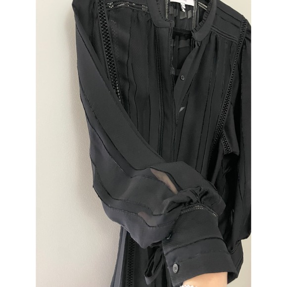 Reiss Black Sheer Long Sleeve Dress - Picture 9 of 10